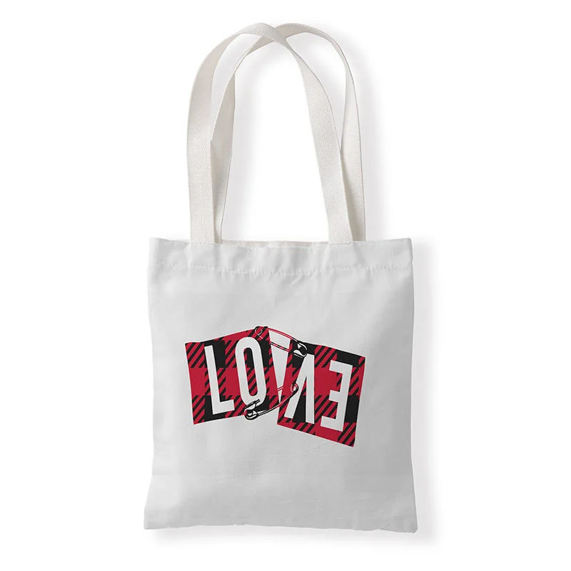Wholesale Custom Blank Plain Reusable Shopping Valentine Day Love Cotton Canvas Tote Bags