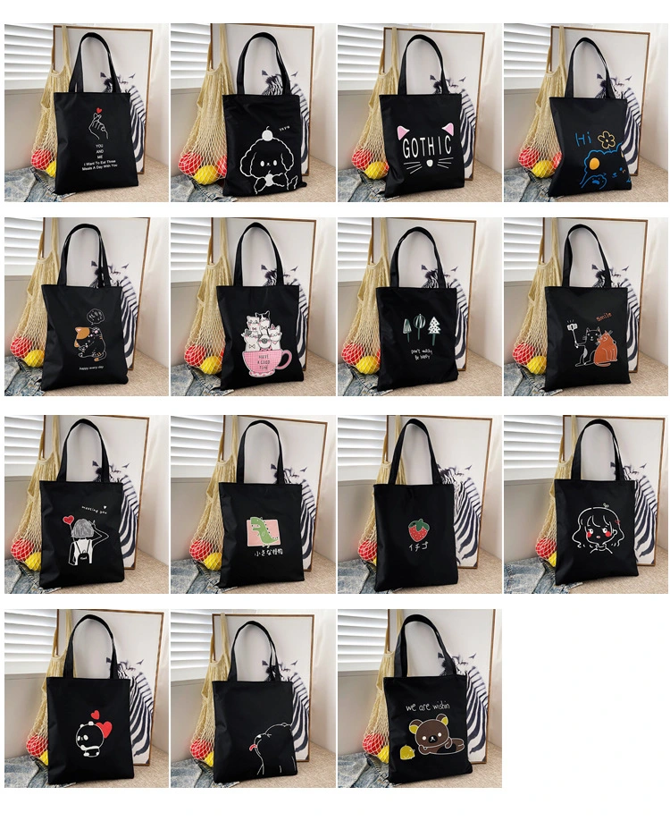 Wholesale Custom Canvas Bag New Women&prime;s Bag Large Capacity Single Shoulder Hand Canvas Printed Tote Bag
