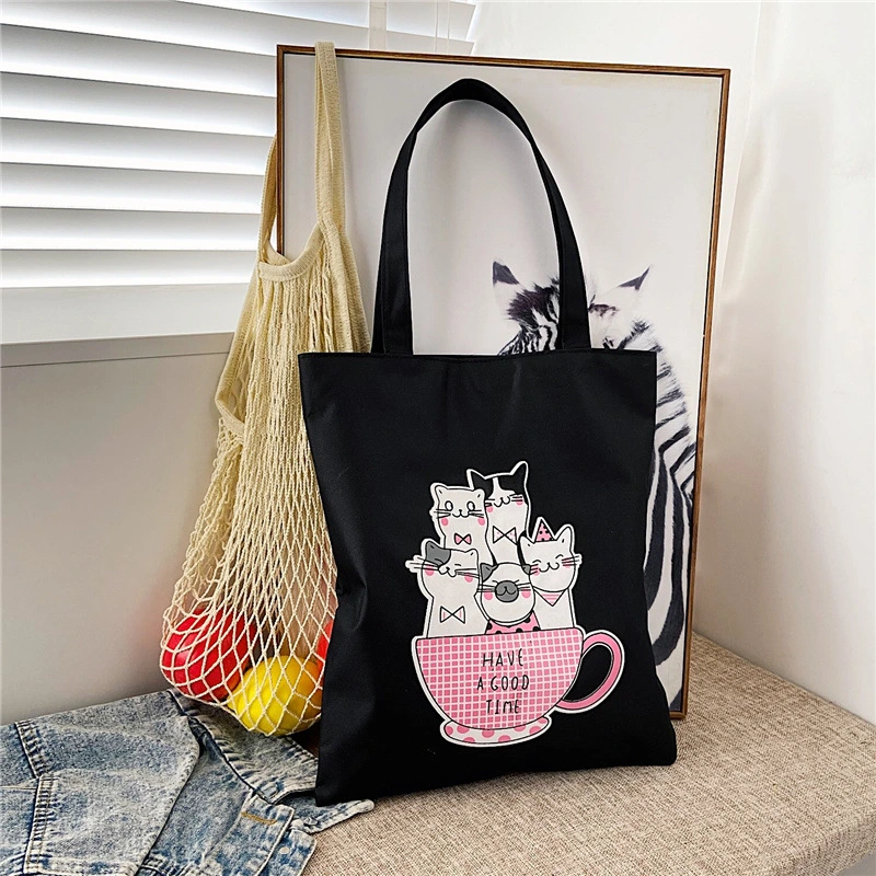 Wholesale Custom Canvas Bag New Women&prime;s Bag Large Capacity Single Shoulder Hand Canvas Printed Tote Bag