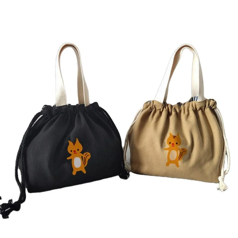 Wholesale Custom Canvas Net Cosmetic Pouch Organic Baby Cotton Drawstring Makeup Bag with Handle