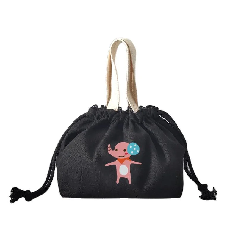 Wholesale Custom Canvas Net Cosmetic Pouch Organic Baby Cotton Drawstring Makeup Bag with Handle