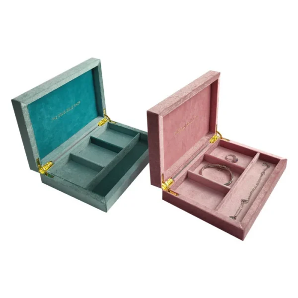 Wholesale Custom Gold Foil Stampimg Logo Luxury Wood Velvet Displaying Jewelry Box