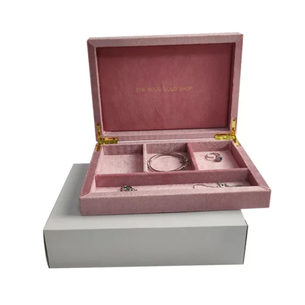 Wholesale Custom Gold Foil Stampimg Logo Luxury Wood Velvet Displaying Jewelry Box - Image 5