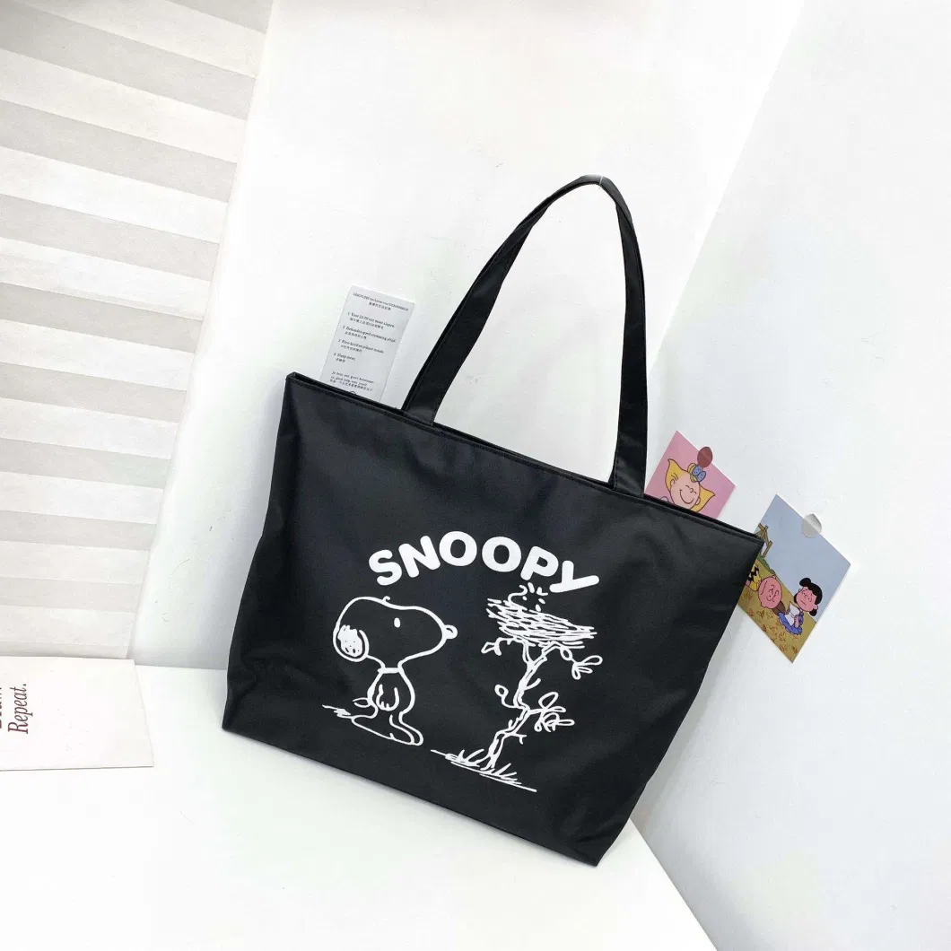 Wholesale Custom Large Capacity Cute Shopping Bag Vintage Outdoor Women&prime;s Canvas Tote Bag with Pocket and Zipper