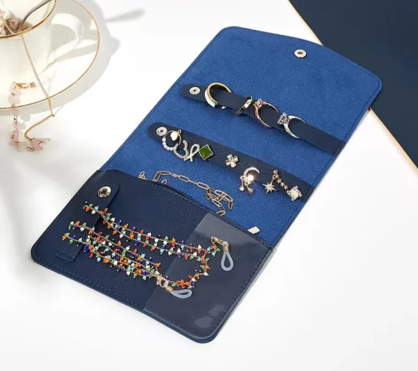 Wholesale Custom Logo Envelope Portable Jewelry Box Organizer PU Leather Travel Small Jewelry Case Bracelet Storage Holder Boxes Gifts - Image 2