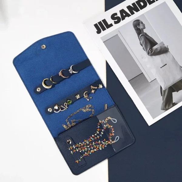 Wholesale Custom Logo Envelope Portable Jewelry Box Organizer PU Leather Travel Small Jewelry Case Bracelet Storage Holder Boxes Gifts - Image 5
