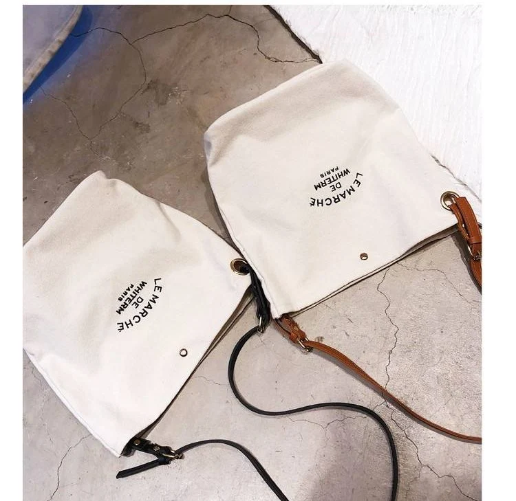 Wholesale Custom Logo Fashion Custom Design Logo Cotton Canvas Shoulder Tote Bag with Leather Strap