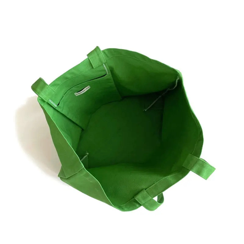Wholesale Custom Logo Green and Fashionable Shopping Natural Canvas Bag Reusable Grocery