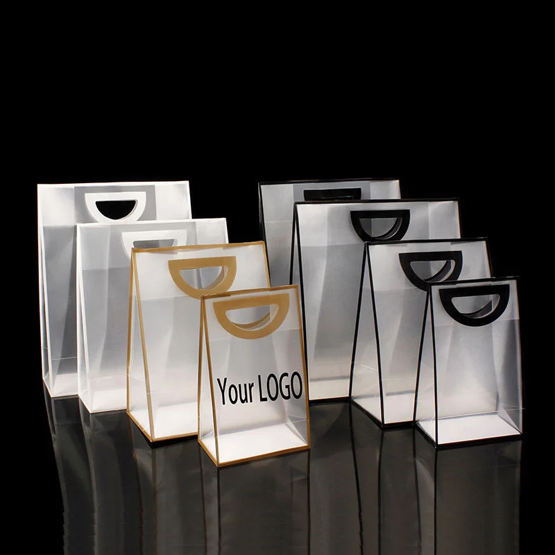 Wholesale Custom Logo Shopping PVC Clear Tote Bag PVC Package Transparent Gift Bag