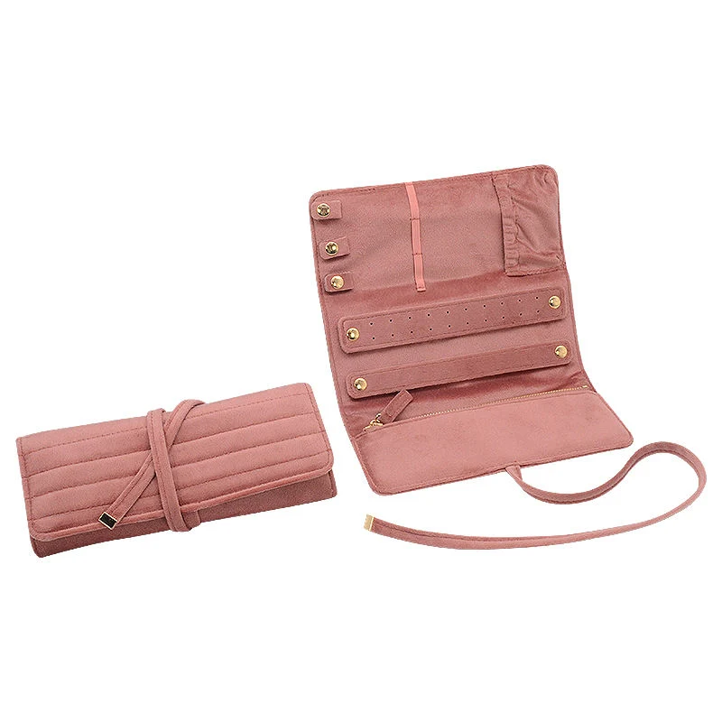 Wholesale Custom Logo Velvet Jewelry Pouch Organizer Earring Ring Necklace Storage for Jewelry Roll