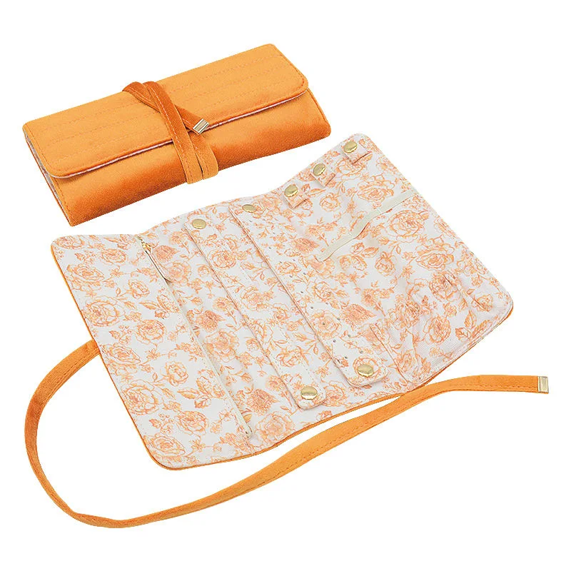 Wholesale Custom Logo Velvet Jewelry Pouch Organizer Earring Ring Necklace Storage for Jewelry Roll