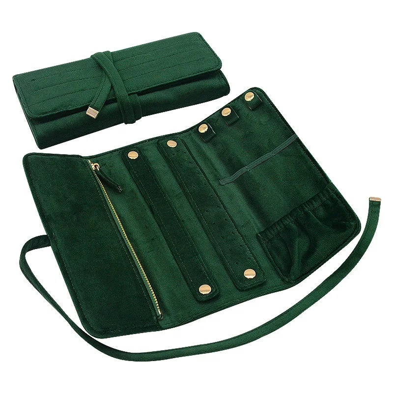 Wholesale Custom Logo Velvet Jewelry Pouch Organizer Earring Ring Necklace Storage for Jewelry Roll