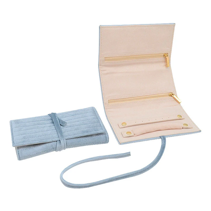 Wholesale Custom Logo Velvet Jewelry Pouch Organizer Earring Ring Necklace Storage for Jewelry Roll