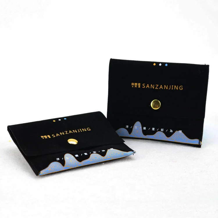 Wholesale Custom Luxury Suede Fabric Gift Bag Envelope Velvet Pouch for Necklace Jewelry with Button/Snap/Zipper