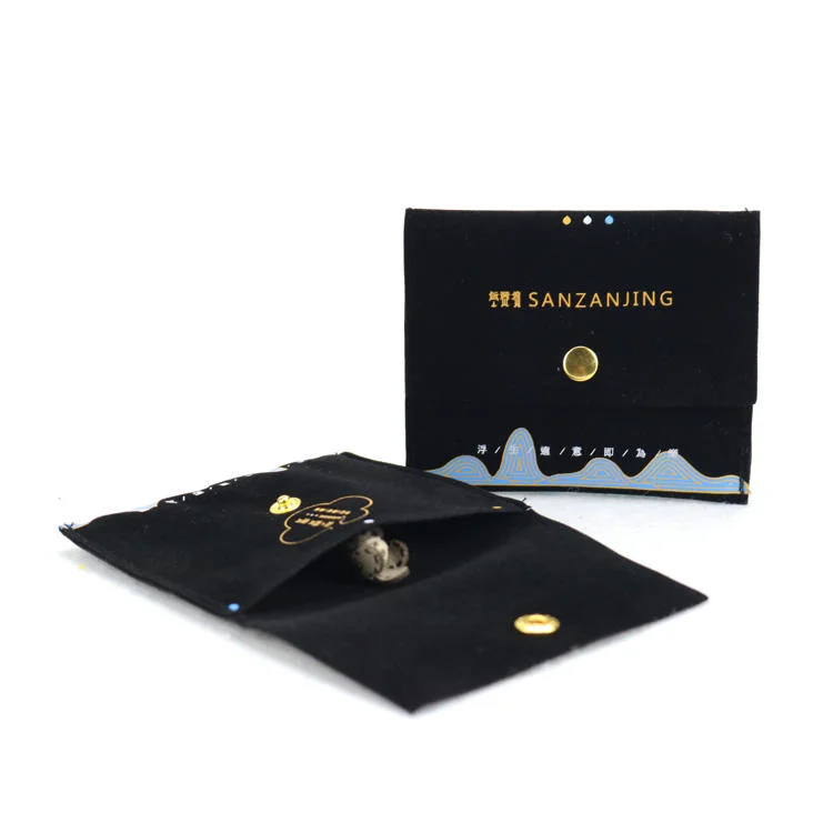Wholesale Custom Luxury Suede Fabric Gift Bag Envelope Velvet Pouch for Necklace Jewelry with Button/Snap/Zipper