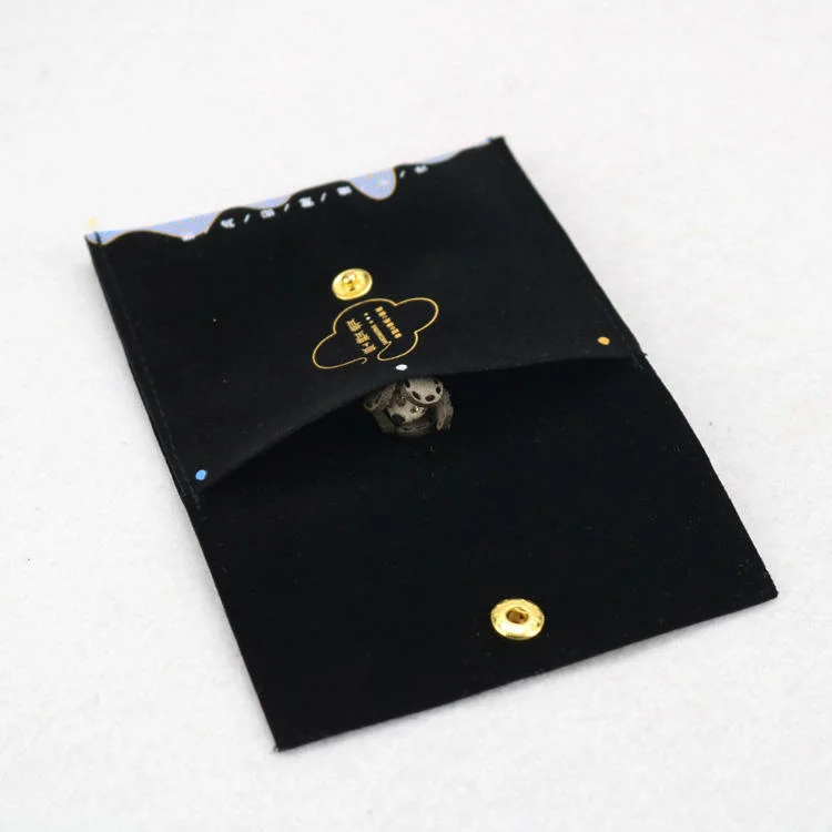 Wholesale Custom Luxury Suede Fabric Gift Bag Envelope Velvet Pouch for Necklace Jewelry with Button/Snap/Zipper