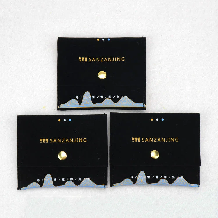 Wholesale Custom Luxury Suede Fabric Gift Bag Envelope Velvet Pouch for Necklace Jewelry with Button/Snap/Zipper