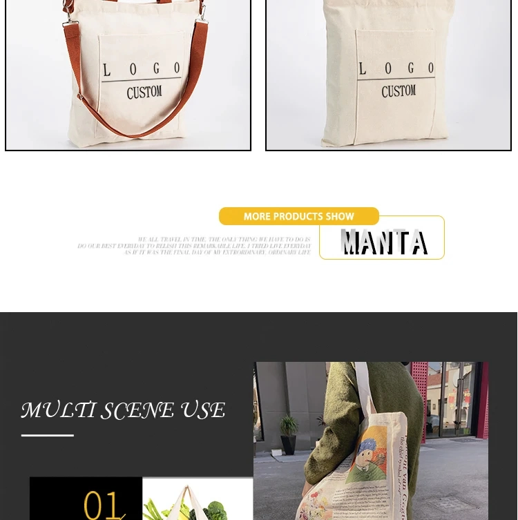 Wholesale Custom Print Logo Cheap Shopping Grocery Canvas Bag Canvas Tote