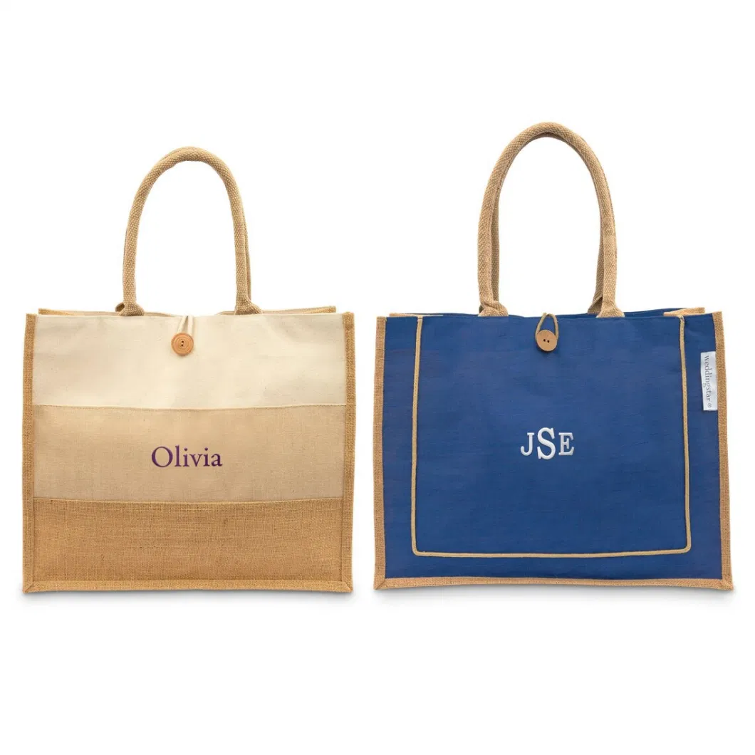 Wholesale Custom Printed Large Eco Friendly Tote Bags Custom Foldable Jute Bag