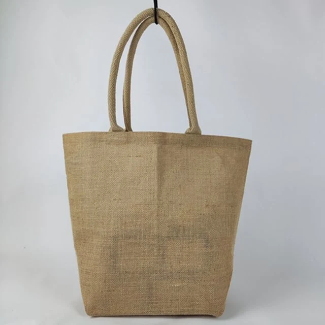 Wholesale Custom Printed Large Natural Eco Friendly Burlap Jute Shopping Tote Beach Bag with Logos