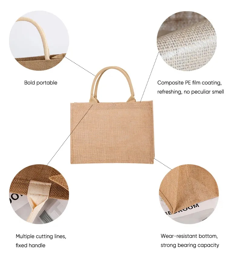 Wholesale Custom Printing Logo Gunny Eco Burlap Tote Bag Jute Shopping Bag