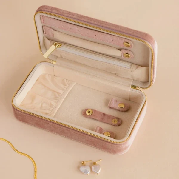 Wholesale Custom Velvet Jewelry Case Personalized Travel Earrings Necklace Jewellery Organizer Storage Velvet Jewelry Box - Image 3
