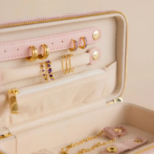 Wholesale Custom Velvet Jewelry Case Personalized Travel Earrings Necklace Jewellery Organizer Storage Velvet Jewelry Box - Image 5