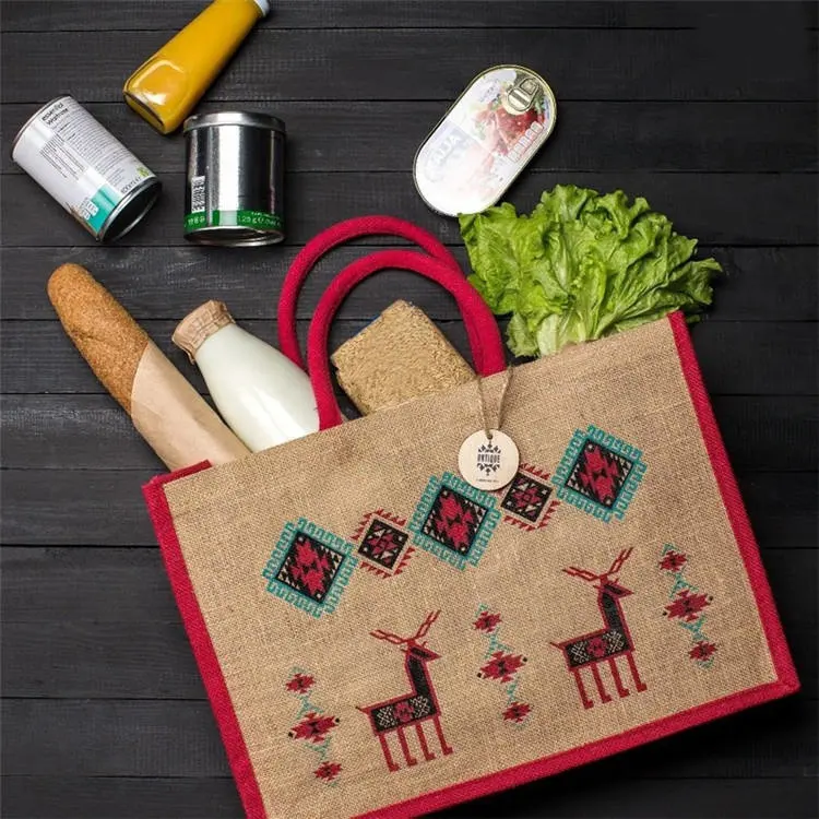 Wholesale Customized High Quality Jute Tote Bag Custom Eco Friendly Printing Shoppingjute Tote Bag