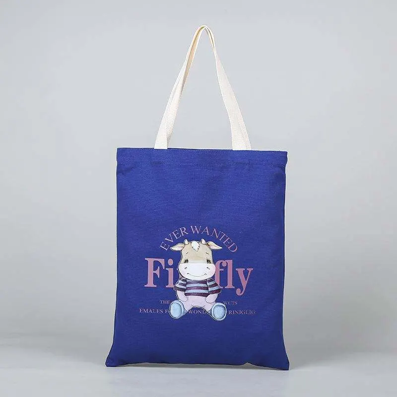 Wholesale Cute Canvas Tote Bag Fabric Shopping Bag Custom Logo Printed