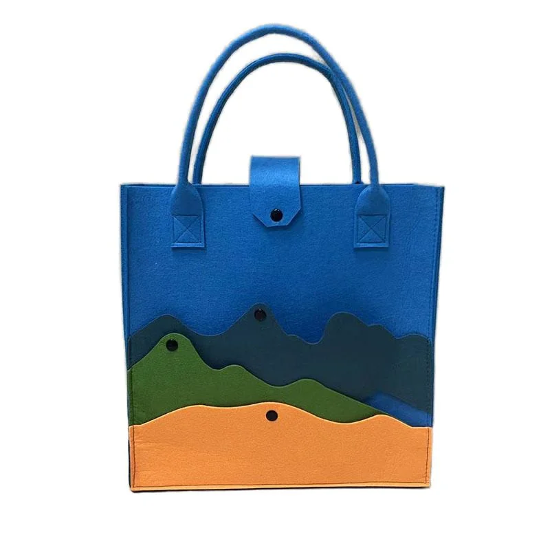 Wholesale Durable Recycled Ladies Fashion Beach Custom Handbag Cloth Wool Felt Tote Bags