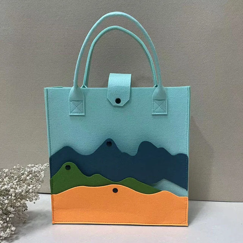 Wholesale Durable Recycled Ladies Fashion Beach Custom Handbag Cloth Wool Felt Tote Bags