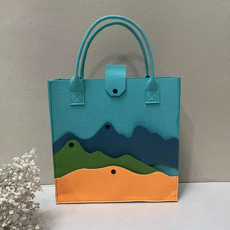 Wholesale Durable Recycled Ladies Fashion Beach Custom Handbag Cloth Wool Felt Tote Bags