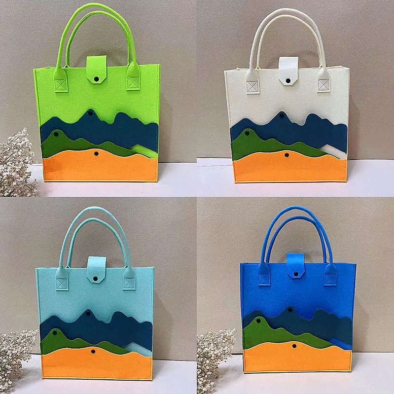 Wholesale Durable Recycled Ladies Fashion Beach Custom Handbag Cloth Wool Felt Tote Bags