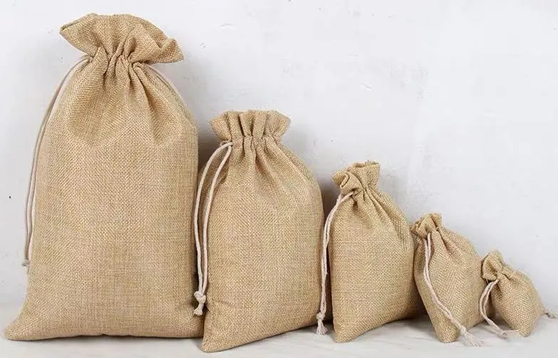 Wholesale Eco Friendly Gift Drawstring Jute Burlap Bag