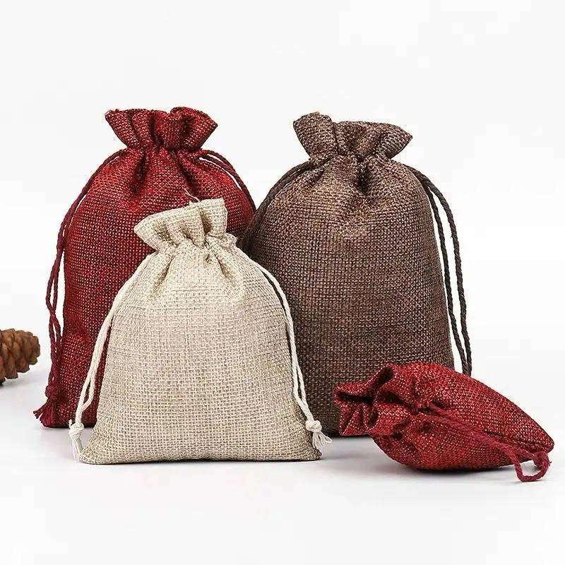 Wholesale Eco Friendly Gift Drawstring Jute Burlap Bag