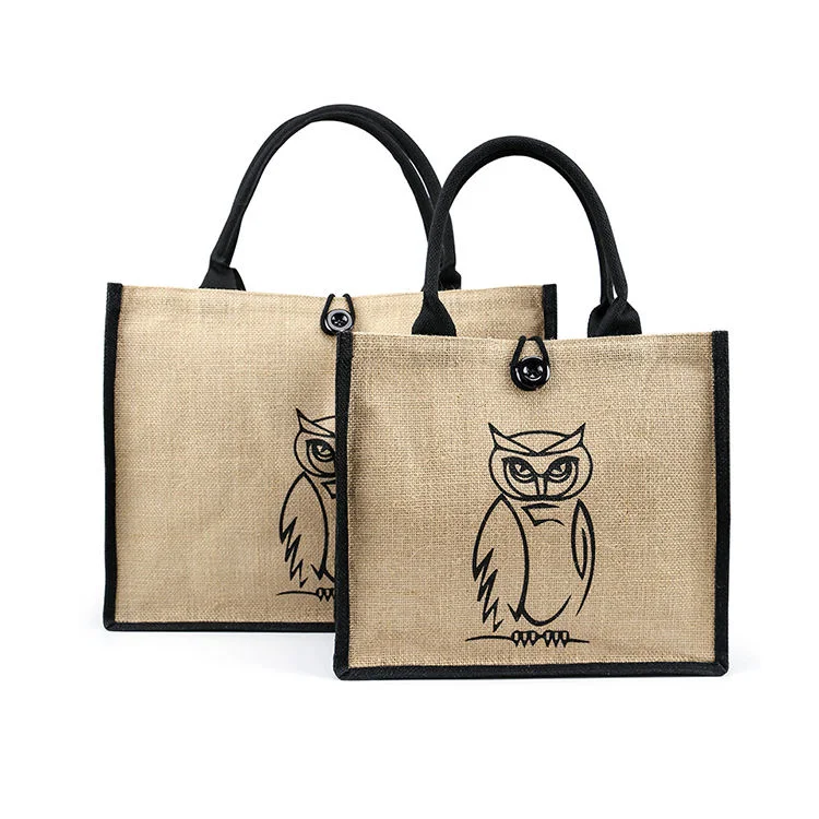 Wholesale Eco Reusable Promotional Customized Logo Shopping Jute Tote Bag