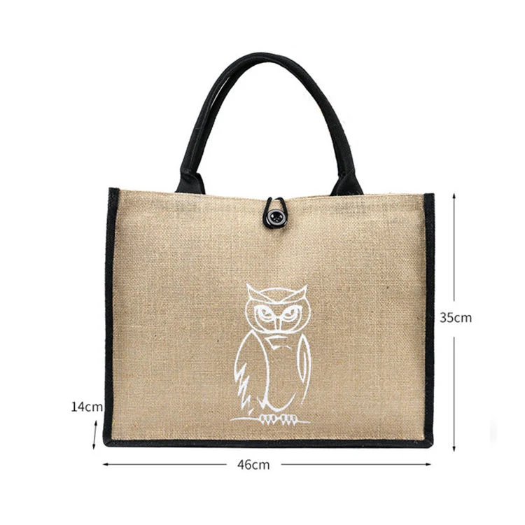 Wholesale Eco Reusable Promotional Customized Logo Shopping Jute Tote Bag - Image 5