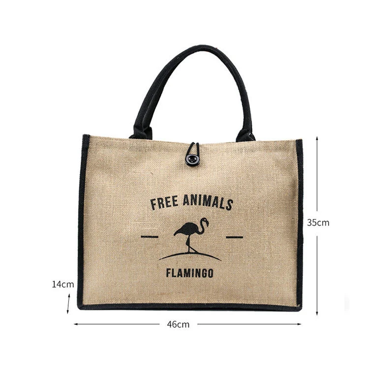 Wholesale Eco Reusable Promotional Customized Logo Shopping Jute Tote Bag - Image 6