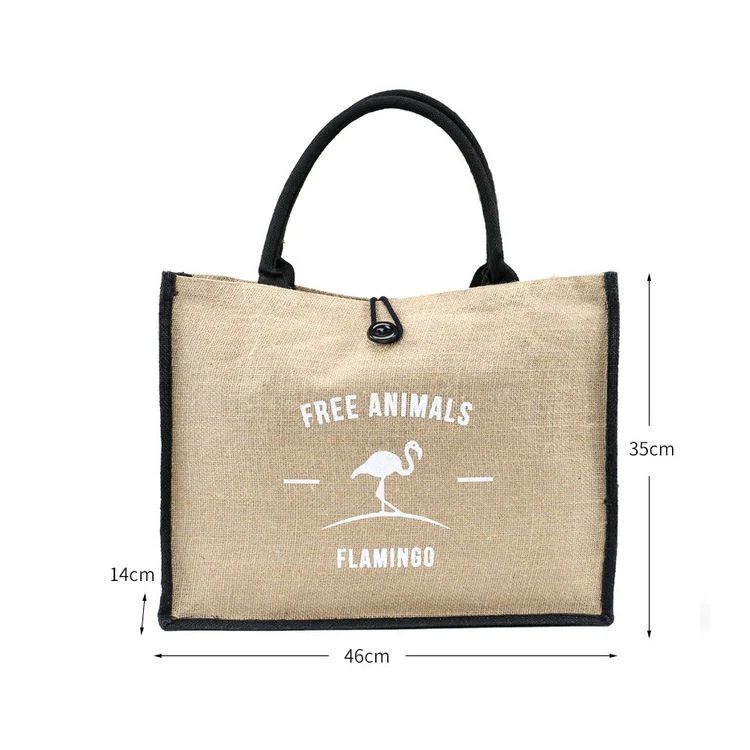 Wholesale Eco Reusable Promotional Customized Logo Shopping Jute Tote Bag