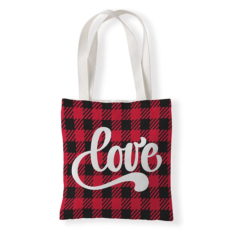 Wholesale Factory Custom Blank Plain Reusable Women&prime;s Shopping Valentine Day Love Cotton Canvas Tote Bags