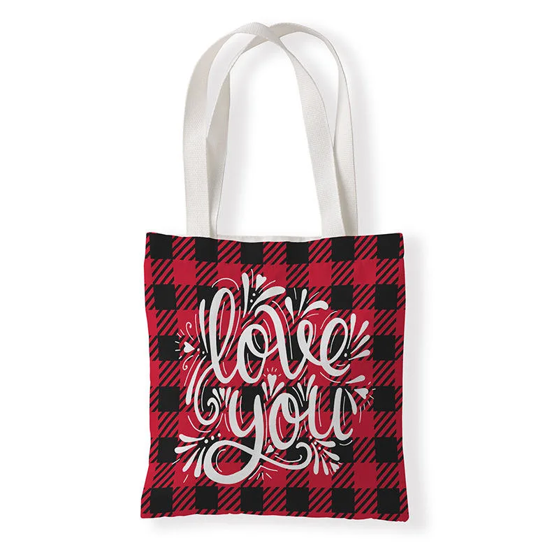 Wholesale Factory Custom Blank Plain Reusable Women&prime;s Shopping Valentine Day Love Cotton Canvas Tote Bags