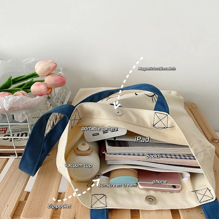 Wholesale Fashion Cute Yellow Duck Canvas Tote Shopping Bags Reusable Shopping Bag - Image 5