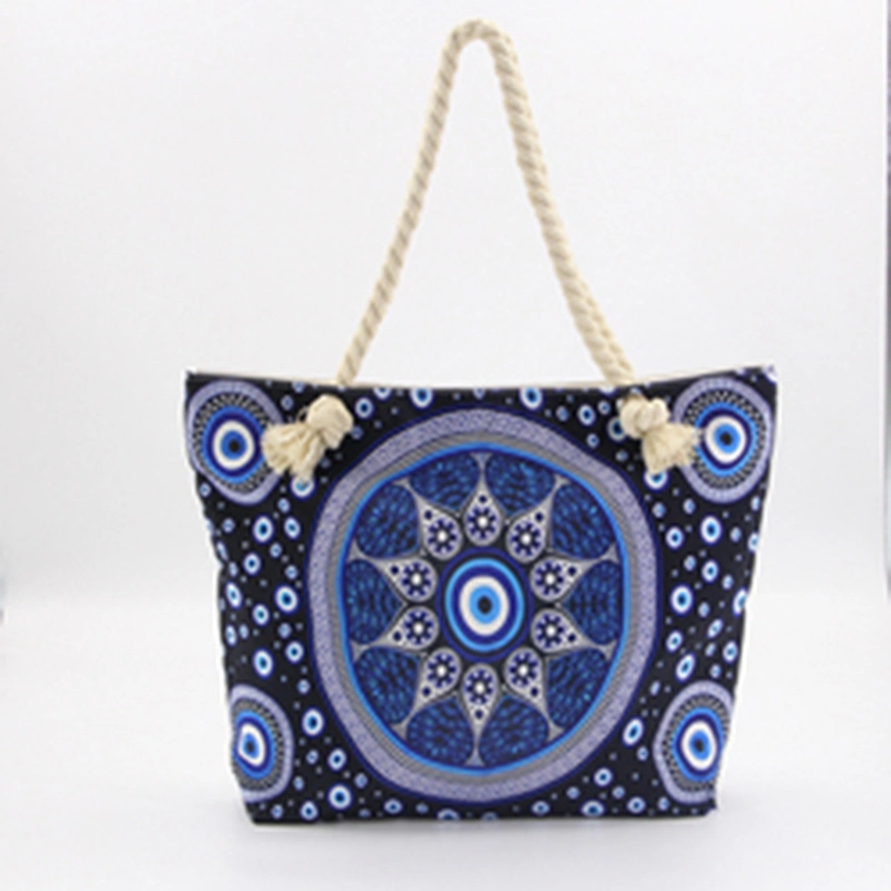 Wholesale Fashion Eco-Friendly Woman′s Cotton Canvas Beach Bag with Custom Logo Printed