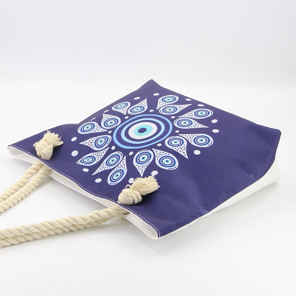 Wholesale Fashion Eco-Friendly Woman′s Cotton Canvas Beach Bag with Custom Logo Printed