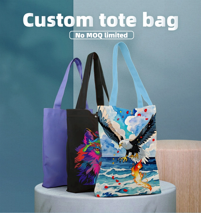 Wholesale Full Color Printing Sublimation Canvas Tote Bag with Designs Custom Shopping Bag Canvas Tote Bags