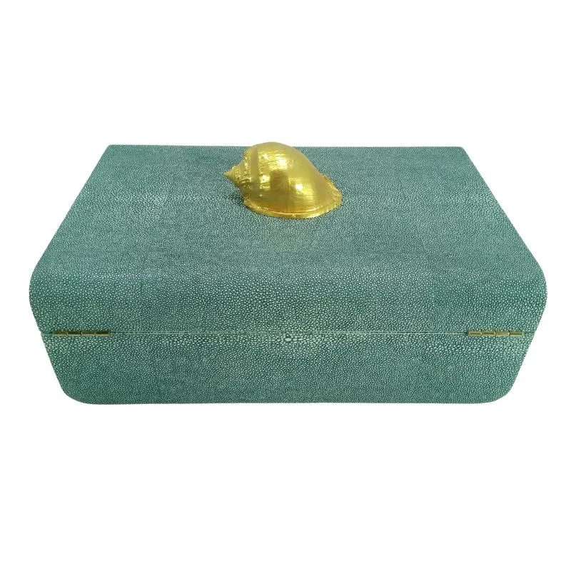 Wholesale Good Cheap Bulk Customized Faux Shagreen Jewelry Boxes Brass Lock Jewelry Boxes