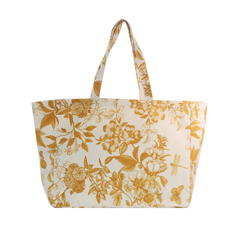 Wholesale High Quality Custom Logo Design Large Cotton Canvas Beach Bag Shopping Bags