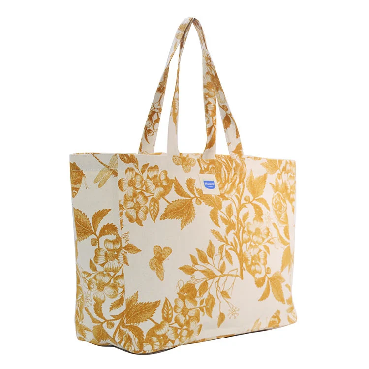 Wholesale High Quality Custom Logo Design Large Cotton Canvas Beach Bag Shopping Bags