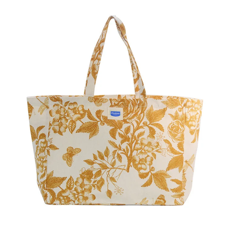 Wholesale High Quality Custom Logo Design Large Cotton Canvas Beach Bag Shopping Bags