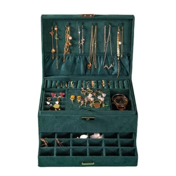 Wholesale High Quality Double Layer Velvet Jewelry Box Multi Function Jewelry Storage Box Large Volume Jewelry Holder Gift Box - Image 5